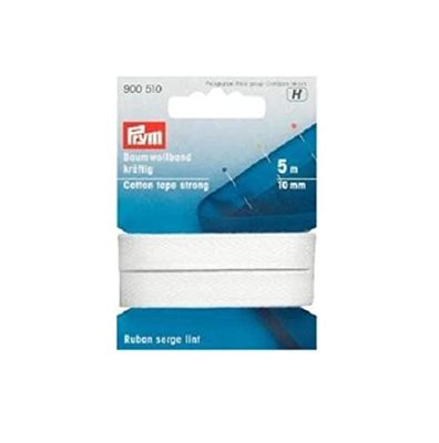 Prym 900510 - Nastro di cotone resistente, 10 mm, colore: Bianco