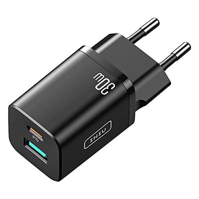 INIU USB C-laddare, 30W QC3.0 2 portar [USB C & USB A] universal USB snabbladdare för iPhone 13 12 Pro 11 X XS XR 8 Plus, AirPods 2, iPad, Macbook, Samsung S21 S10 S9 S8, Xiaomi, Huawei och Huawei och.