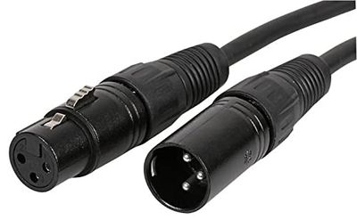 Pulse PLS00186 3 Pin XLR Male to XLR Female Microphone Lead, 10m, Black