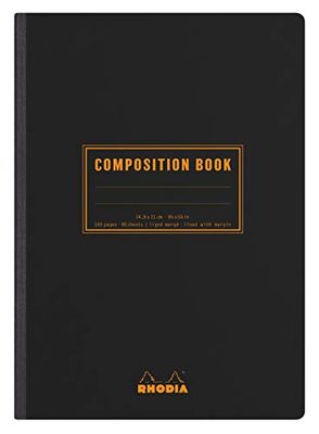 RHODIA 119219C Notitieboek, zacht, achterkant van canvas, A5, 14,8 x 21 cm, gelinieerd, 160 pagina's, wit Clairefontaine-papier, 80 g/m, Classic