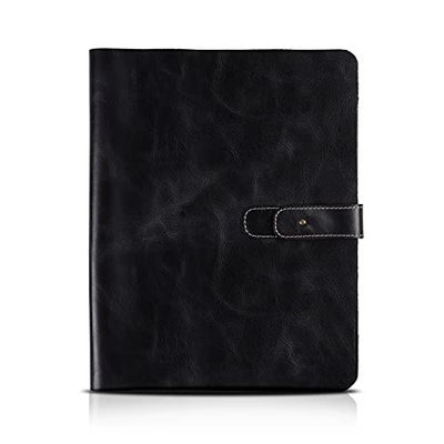 Londo OTTO489 Genuine Leather Tablet Cover with Two Card Slots & Leather Pen/Apple Pencil Holders (Black, 11 Inch)