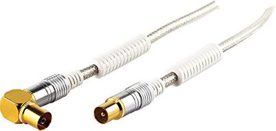 SCHWAIGER -KVKWHD30S 531- premium antenne-aansluitkabel 110 dB met ferrietkern | 3,0m | transparant | IEC-stekker > 90° IEC-hoekcontactdoos | 4-voudige afscherming | 75 Ohm | HDTV, DVB-C/DVB-T2