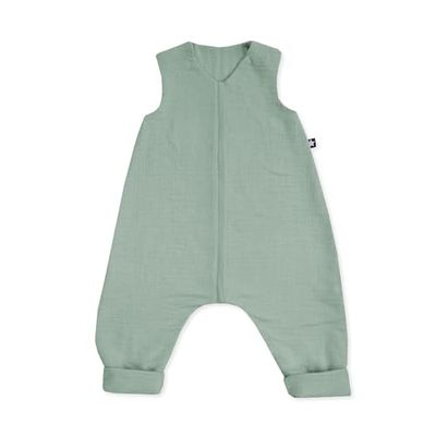 Julius Zöllner Mono de Dormir de Muselina, 0,5 TOG, Lavable a máquina a 40 °C, Fabricado en Alemania, Certificado Öko-Tex Standard 100, Verde, Talla 104