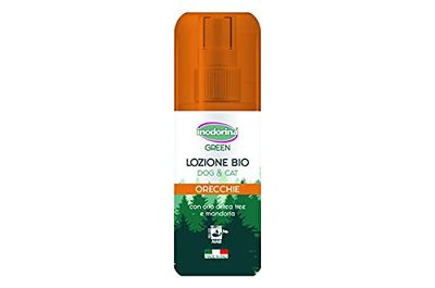 Inodorina, Inodorina Green, Lozione Bio Orecchie, Azione Lenitiva e Antibatterica, per la Pulizia delle Orecchie di Cani e Gatti, con Tea Tree Oil e Olio di Mandorle, Uso Regolare, 100 ml