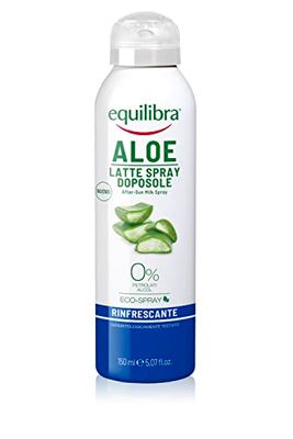 Equilibra Solari, Aloe Latte Spray Doposole, Latte Spray a Base di Aloe Vera, Olio di Cocco, Olio di Argan e Vitamina E, Bisabololo, con Azione Lenitiva, Rinfrescante, Idratante e Nutriente, 150 ml