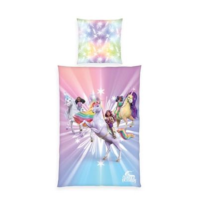 Herding Parure de Lit Unicorn Academy, Taie d’Oreiller env. 70 x 90 cm, Housse de Couette env. 140 x 200 cm, Avec Fermeture Éclair et Motif Réversible, 100% Coton/Renforcé