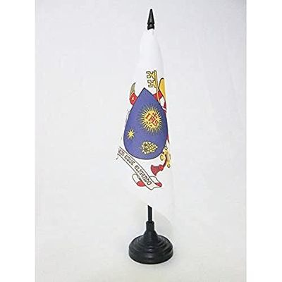 AZ FLAG - Pope Francis Coat of Arms Table Flag 5'' x 5'' - vatican Office Flag 100% Polyester 15 x 15 cm - Mini Desk Flag with 10'' Pole and Black Plastic Base