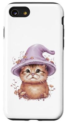 Lindo sombrero de hongo de gato Cottagcore Vintage Aesthetic Carcasa para iPhone SE (2020) / 7 / 8