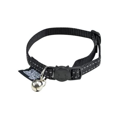 Love Story, Collar antiestrangulamiento con Cascabel de Nailon 20>28Cm Reflectante Negro