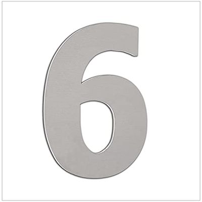 EVI Herrajes | House Number | 12cm Adhesive Stainless Steel Door Numbers | Waterproof | "6" Digit
