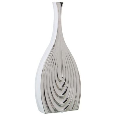 Alexandra House Living Vaas, wit, zilverkleurig, keramiek, 8 x 18 x 43 cm