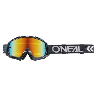O'NEAL | MX MTB DH FR Downhill Freeride Goggles | Hoge kwaliteit 1.2mm 3D lens voor ultieme helderheid, UV-bescherming | B-10 Camo V.22 Goggle | Black White - Mirror Red | OS