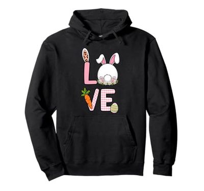 Easter Spring LOVE Bunny Ears, Fluffy Tail Easter Egg Carrot Felpa con Cappuccio