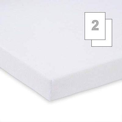 Dubbelpack FabiMax 3540 frotté spännlakan för sängbäddar och vägar, 90 x 40 cm, vit