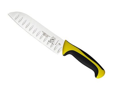 Mercer Culinary Millennia 7-Inch Yellow, Stainless Steel, 7" Santoku Knife (Granton Edge)