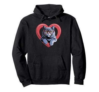 Cuore British Shorthair Occhiali Felpa con Cappuccio