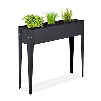 Relaxdays Aiuola Rialzata, HLP 83 x 99 x 26 cm, Orto per Balcone, Giardino e Terrazza, per Piantare Verdure e Erbe, Nero