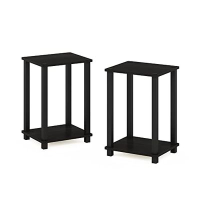 Furinno Simplistic Stolik pomocniczy, stolik nocny, mały, zestaw 2 sztuk, espresso/czarny