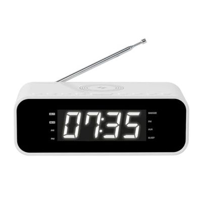 Thomson Dubbel Alarm Wekkerradio - Inductie Telefoon Oplader - Wit
