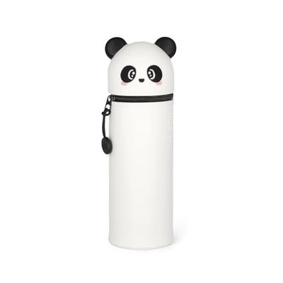 Legami - 2-in-1 zachte siliconen tas - Kawaii, tafelpenhouder, ritssluiting, siliconen, pennenzak, kleurpotloden, markers, H 18,5 cm, panda, kawaii