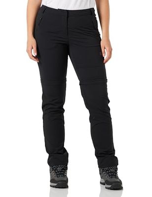 Jack Wolfskin Pantalones Glastal con Cremallera W Senderismo, Mujer, Negro, 46