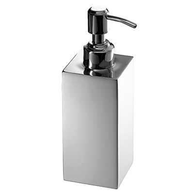 Gedy Chrome, Perth Dosasapone, Mesures et Poids : 18 x 6 cm et 0,3 kg, capacité 380 ML, Distributeur de Savon de Bain en Acier Inoxydable, Finition, Design R&D, 2 Ans de Garantie, Unique