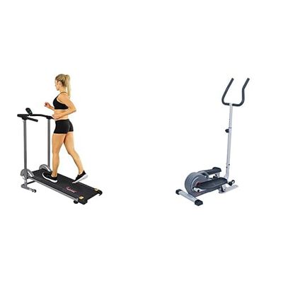 Sunny Health & Fitness Magnetic Underdesk/Standing Portable Ellittical Machine + Foldable and Compact Magnetic Rowing Machine, 130 KG Max, Durable Non-Electric Incline Exercise