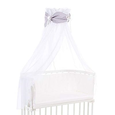 babybay Himmel ekologisk bomull med båge lämplig för modellerna Original, Maxi, Boxhopp, Comfort, Comfort Plus och Midi, ljusgrå stjärnor vit