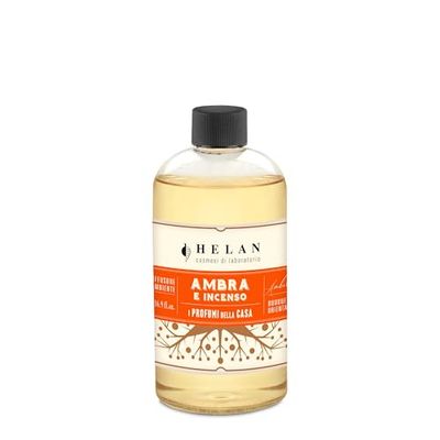 Helan Ámbar e Incienso - Recambio para ambientador, Recambio para difusor en Barra, Ambientador Oriental y en Polvo, Ideas de Regalo para ambientadores 500 ml, Perfumes Made in Italy