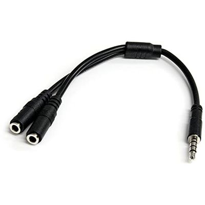 StarTech.com Adaptador de auriculares com microfone Mini-Jack 3,5 mm 4 pinos para conectores separados de auriculares e microfone - M a 2 x H