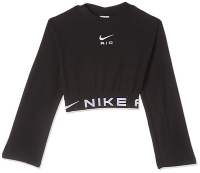 Nike FD2966-010 G NSW Air LS Top Mixed MTRL Sweatshirt Girl'S Black/White Tamaño XL