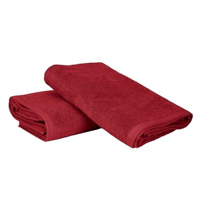 Ruggeri - Lot de 2 Serviettes de Douche et Salle de Bain 70 x 140 cm - 100% Pur Coton Extra Doux - Collection Serviettes - Let's Color! (Rouge)