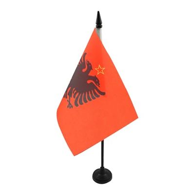 AZ FLAG Drapeau de Table République Populaire socialiste d'Albanie 1946-1992 21x14cm - Petit Drapeaux DE Bureau albanais 14 x 21 cm