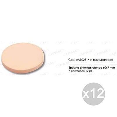 Ipam Set 12 Aa1028 Spugna Sintetica Tonda 6Cm Accessorio per Il Trucco, Multicolore, Unica