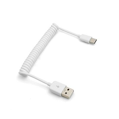 System-S USB typ C 3.1 kabel till USB 2.0 spiralkabel 50 cm – 100 cm vit