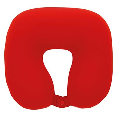 S SUMEX Cojín de Viaje Almohada de Cuello para Niños y Adultos Cojín Forma de U Tacto Ultrasuave Lavable Soporte para Dormir Ideal para Viajar Color Rojo