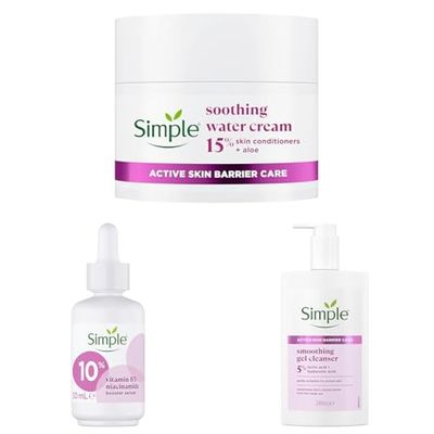 Simple Serum B3 & B5 Niacinamide 30ml, Simple Soothing Water Face Cream 50ml,Simple Smoothing Gel Cleanser 240ml