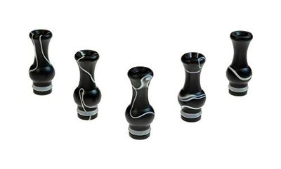 Armerah Vase 510 Drip Tip eCig Mouthpiece Tall/Narrow Acrylic/Marble 5 Pack in Black