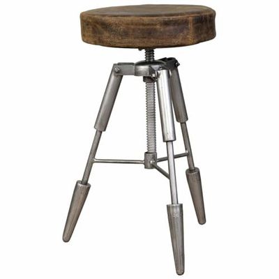 Alexandra House Living Brun pall läder metall järn 39 x 55 x 39 cm