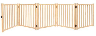 YOCAN Barrière autoportante pour animaux de compagnie – Clôture pliante en bois à 5 panneaux avec 3 pieds de support pour portes, couloirs, escaliers et maison – Séparateur de marches – Idéal pour les