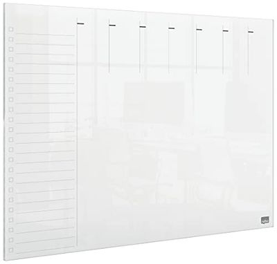 Nobo Mini Lavagna / Agenda Settimanale in Acrilico Trasparente da Montare a Parete con Pennarello e Cuscinetti Inclusi, Cancellabile a Secco, Senza cornice, Formato A3, 297 mm x 420 mm - Bianco