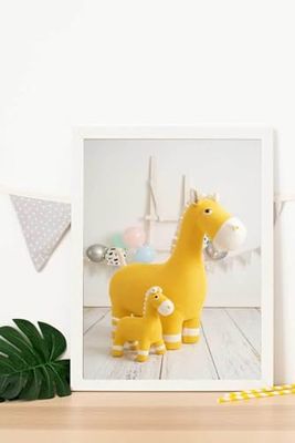 Cuadro infantil familia caballos amarillos