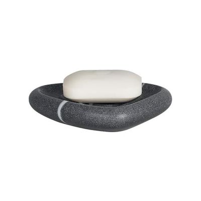 Spirella Tvålkopp stenutseende dekorativ badrumsinredning tvålkopp "Etna" mått: 15 x 11 x 3 cm – stengrå