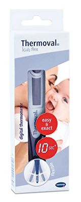 Thermoval Klinische flexibele kinderthermometer, digitale thermometer voor baby's, snel en nauwkeurig, meting van koorts, okselholte, oraal en rechthoek, flexibele punt