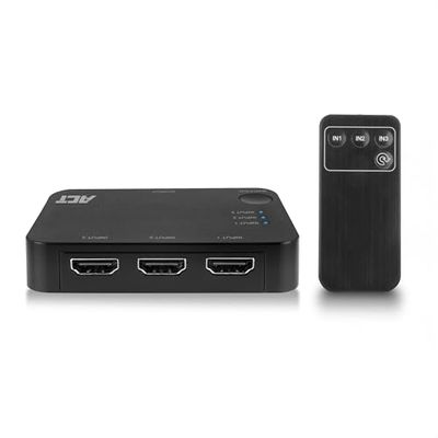 ACT Switch HDMI 4K 1080P, 3 in 1 out, telecomando IR wireless, interruttore automatico, compatibile con TV, PS5, Xbox One, lettore DVD Blu-ray - AC7845