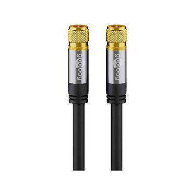 Goobay 70589 satellietkabel met graden hoekige F-connector voor DVB-S-ontvanger, 75 Ohm, kabelinternet modem recht. 5m zwart