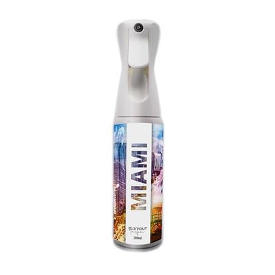 GLAMOUR PARFUM - Deodorante per la casa Miami - 300 ml - Spruzzatore con profumo in pelle floreale - Deodorante per tessuti spray - per spruzzare sul letto o sulle tende - Riutilizzabile
