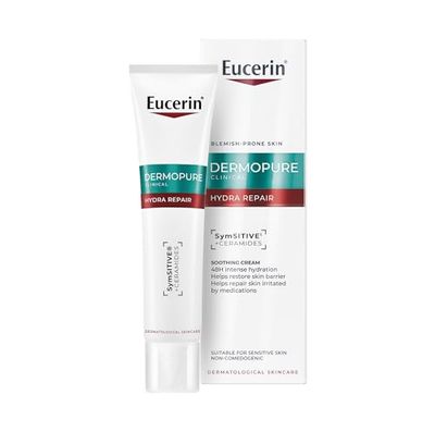 Eucerin Dermopure Clinical Hydra Repair Fluid 40ml, Moisturising Repair Cream with SymSitive & Ceramides for Acne, Face Moisturiser Oily and Sensitive Skin