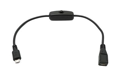 System-S Câble USB 2.0-30 cm - Micro B mâle vers Femelle - Adaptateur de commutateur - Noir
