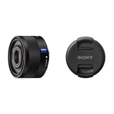 Sony Sonnar T FE 35mm f/2.8 Zeiss | Obiettivo a Focale Fissa, Full-Frame (SEL35F28Z) & Copriobiettivo frontale con logo (49mm)